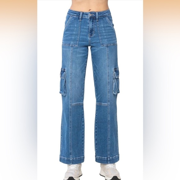 Judy Blue Denim - Judy Blue High Waist Wide Leg Denim Cargo Jeans 88724 size 11